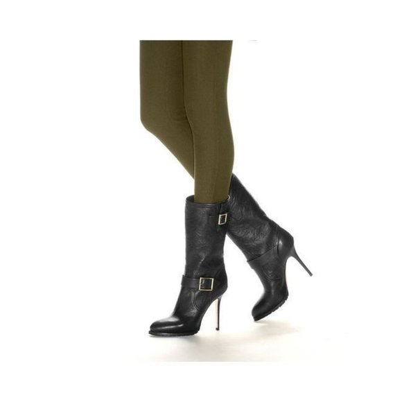 NEW JIMMY CHOO STILETTO GALEN BOOTS TAUPE LEATHER SIZE 40.5 / 10.5 - Picture 2 of 7